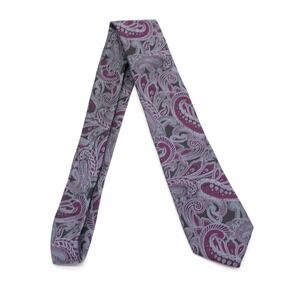 Joseph Abboud Purple Black Paisley Woven Skinny Silk Tie